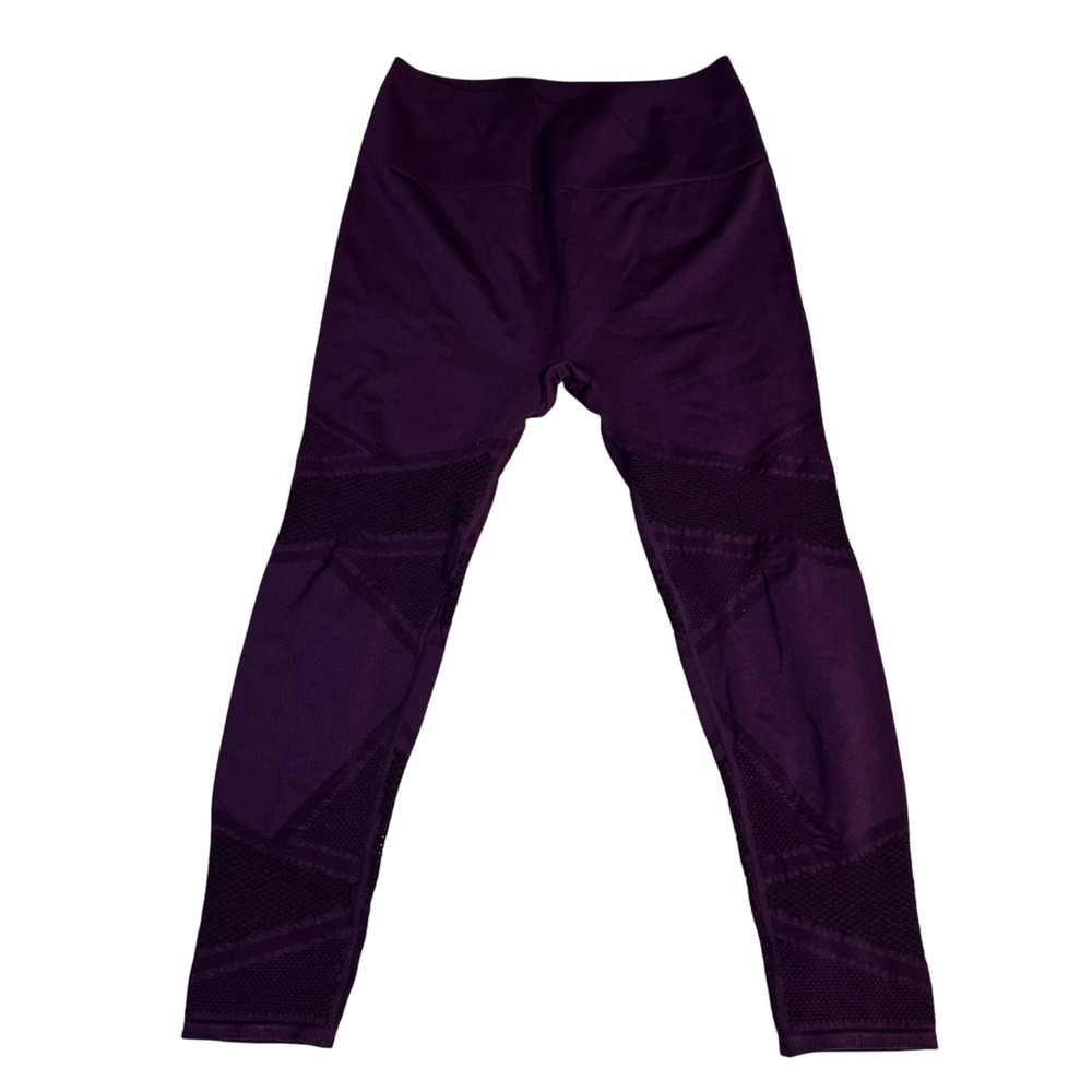 Fabletics Mosaic High Waisted 7/8 Leggings Deep Purple Mesh Activewear Size L